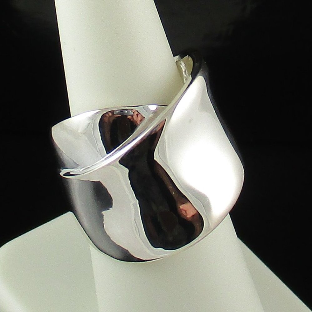 Sterling Silver Bold Polished Crossover Ring
